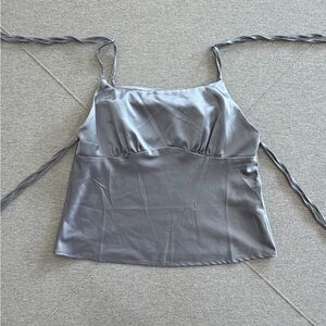 Topshop Silver Satin Top